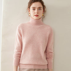 Women’s 100% Cashmere Turtleneck Sweater Warm High Neck Knit Pullover