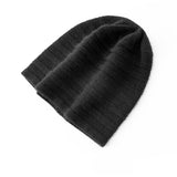 Luxury 100% Cashmere Hat Unisex Ribbed Knit Beanie Hat