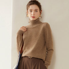 Women’s 100% Cashmere Turtleneck Sweater Warm High Neck Knit Pullover