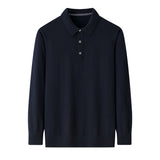 Men’s 100% Cashmere Polo Sweater Luxury Soft Long Sleeve Knit Pullover