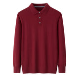 Men’s 100% Cashmere Polo Sweater Luxury Soft Long Sleeve Knit Pullover