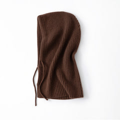 Women’s 100% Cashmere Balaclava Hood Scarf Soft Ribbed Hooded Neck Warmer