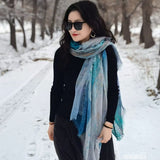 Watercolor Print 100% Cashmere Scarf for Women Lightweight Artistic Shawl & Soft Travel Wrap