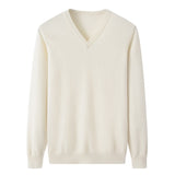 Men’s 100% Cashmere V-Neck Sweater Luxury Soft Lightweight Long Sleeve Pullover