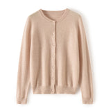 Women’s 100% Cashmere Cardigan Soft Lightweight Crewneck Button Front Knit