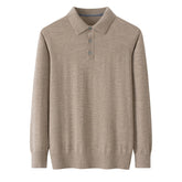Men’s 100% Cashmere Polo Sweater Luxury Soft Long Sleeve Knit Pullover