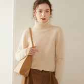 Women’s 100% Cashmere Turtleneck Sweater Warm High Neck Knit Pullover