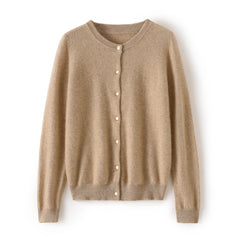 Women’s 100% Cashmere Cardigan Soft Lightweight Crewneck Button Front Knit