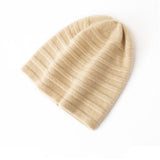 Luxury 100% Cashmere Hat Unisex Ribbed Knit Beanie Hat