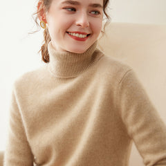 Women’s 100% Cashmere Turtleneck Sweater Warm High Neck Knit Pullover