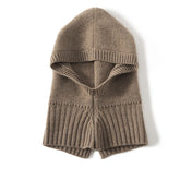 100% Cashmere Balaclava Hood Knit Hooded Neck Warmer Face Cover