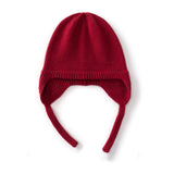 100% Cashmere Ear Flap Beanie Hat Soft Knit Winter Hat with Tie Strings