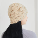 Cashmere Openwork Slouch Beanie Hat Knit Hollow Pattern Winter Hat