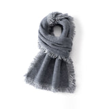 Women’s Cashmere Fringe Scarf Knit Winter Wrap with Tassel Trim