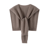 100% Cashmere Knit Shoulder Wrap Soft Cape Sweater Scarf with Front Tie