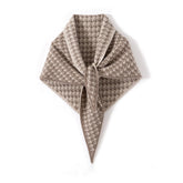100% Cashmere Houndstooth Triangle Scarf Knit Shawl Wrap