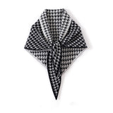 100% Cashmere Houndstooth Triangle Scarf Knit Shawl Wrap