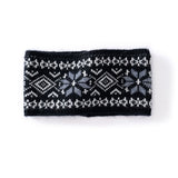 100% Cashmere Nordic Headband Knit Winter Ear Warmer with Snowflake Pattern