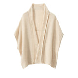 100% Cashmere Ribbed Shawl Vest Open Front Knit Wrap for Women