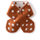 100% Cashmere Polka Dot Scarf Soft Knitted Bow Neck Warmer for Kids