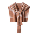 100% Cashmere Striped Knit Shoulder Wrap Shawl Layered Pullover Cape