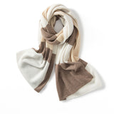 100% Cashmere Color Block Scarf Warm Knit Winter Wrap for Women & Men