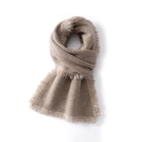 Women’s Cashmere Fringe Scarf Knit Winter Wrap with Tassel Trim