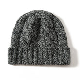 Unisex 100% Cashmere Marled Knit Beanie Hat Winter Warm Folded Cuff Cap