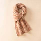 100% Cashmere Diamond Pattern Scarf Knitted Winter Neck Wrap for Women