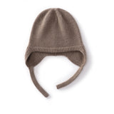 100% Cashmere Ear Flap Beanie Hat Soft Knit Winter Hat with Tie Strings