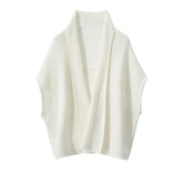100% Cashmere Ribbed Shawl Vest Open Front Knit Wrap for Women