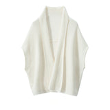 100% Cashmere Ribbed Shawl Vest Open Front Knit Wrap for Women