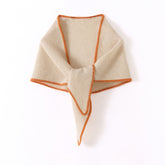 100% Cashmere Contrast Edge Triangle Shawl Soft Knit Shoulder Wrap