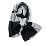100% Cashmere Color Block Scarf Warm Knit Winter Wrap for Women & Men