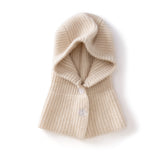 Kids Cashmere Hooded Scarf Soft Knit Winter Warm Beanie Hat for Children