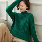 Women’s Mock Neck Cashmere Wool Raglan Sleeve Knit Pullover Sweater