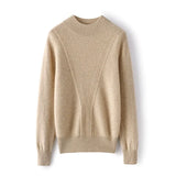 Women’s Mock Neck Cashmere Wool Knit Long Sleeves Sweater