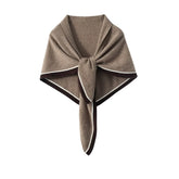 100% Cashmere Triangle Shawl Scarf with Contrast Border Soft Wrap