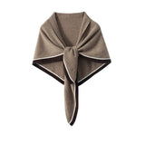 100% Cashmere Triangle Shawl Scarf with Contrast Border Soft Wrap