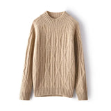 Women’s Cashmere Wool Mock Neck Cable Knit Sweater Thick Warm Pullover