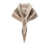 Cashmere Floral Jacquard Fair Isle Triangle Scarf Soft Knit Neckerchief Shawl
