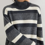 Women’s 100% Cashmere Striped Turtleneck Sweater