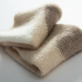 Women's Cashmere Fingerless Gloves Color Block Knit Long Arm Warmers