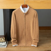 Men’s Cashmere Wool Full-Zip Mock Neck Cardigan Sweater