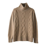 Women’s 100% Cashmere Cable Knit Turtleneck Relaxed Fit Sweater