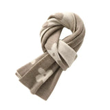 100% Cashmere Floral Scarf Soft Knit Pattern Winter Wrap for Women