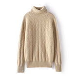 Women's Cashmere Wool Blend Cable Knit Turtleneck Thick Pullover Sweater