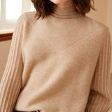 Women’s 100% Cashmere Turtleneck Puff Sleeve Sweater