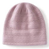 100% Cashmere Cable Knit Beanie Hat Soft Warm Winter Cap