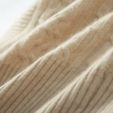 100% Cashmere Hooded Scarf Soft Cable Knit Winter Balaclava Hood